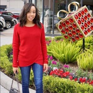 Red tulip sweater